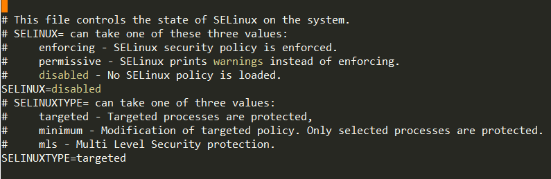 关闭SELinux后/etc/selinux/config